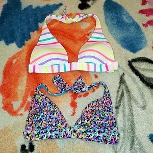 Two size Small Victoria's Secret neon triangle bikini tops